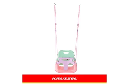 Huśtawka dziecięca kolorowa 3 w 1 - do 30 kg - różowo-zielona