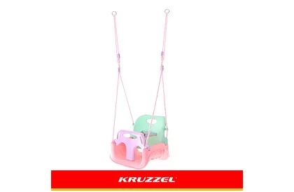 Huśtawka dziecięca kolorowa 3 w 1 - do 30 kg - różowo-zielona