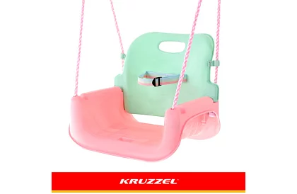 Huśtawka dziecięca kolorowa 3 w 1 - do 30 kg - różowo-zielona
