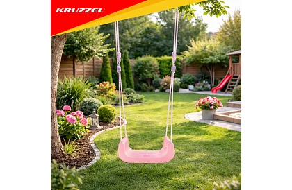 Huśtawka dziecięca kolorowa 3 w 1 - do 30 kg - różowo-zielona