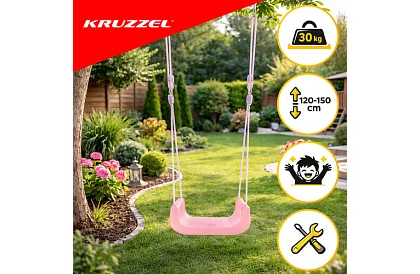 Huśtawka dziecięca kolorowa 3 w 1 - do 30 kg - różowo-zielona
