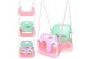Huśtawka dziecięca kolorowa 3 w 1 - do 30 kg - różowo-zielona