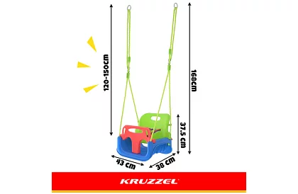 Huśtawka dziecięca kolorowa 3 w 1 - do 30 kg - zielono-niebieska