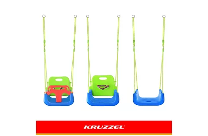 Huśtawka dziecięca kolorowa 3 w 1 - do 30 kg - zielono-niebieska