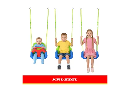 Huśtawka dziecięca kolorowa 3 w 1 - do 30 kg - zielono-niebieska