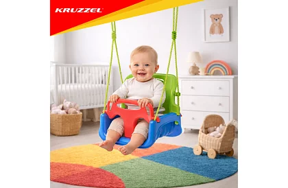 Huśtawka dziecięca kolorowa 3 w 1 - do 30 kg - zielono-niebieska