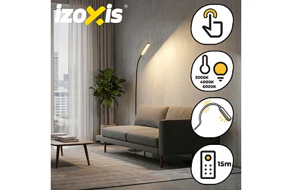 LED stojąca lampka ściemniana 180 cm – czarna z pilotem