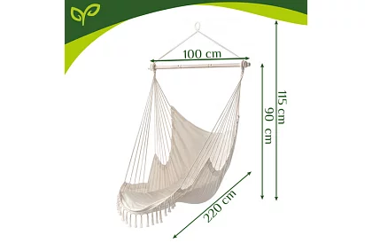 Fotel wiszący ogrodowy BOHO 2 w 1 – beżowy