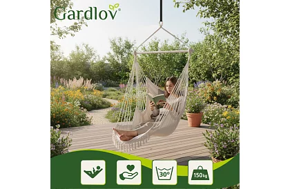 Fotel wiszący ogrodowy BOHO 2 w 1 – beżowy