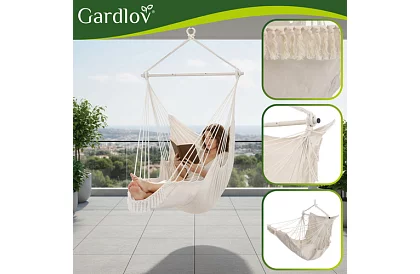 Fotel wiszący ogrodowy BOHO 2 w 1 – beżowy