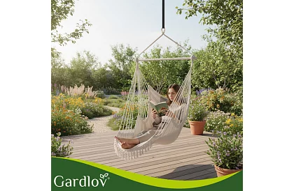 Fotel wiszący ogrodowy BOHO 2 w 1 – beżowy