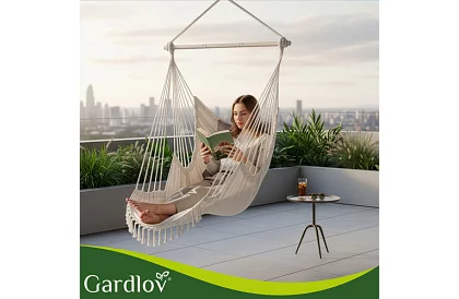 Fotel wiszący ogrodowy BOHO 2 w 1 – beżowy