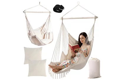 Fotel wiszący ogrodowy BOHO 2 w 1 – beżowy