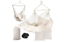 Fotel wiszący ogrodowy BOHO 2 w 1 – beżowy