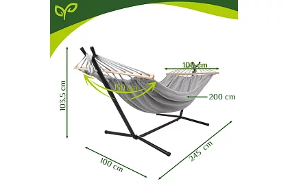 Zewnętrzna huśtawka ogrodowa 200 × 150 cm + stalowy stojak do 250 kg