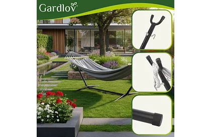 Zewnętrzna huśtawka ogrodowa 200 × 150 cm + stalowy stojak do 250 kg