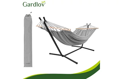 Zewnętrzna huśtawka ogrodowa 200 × 150 cm + stalowy stojak do 250 kg