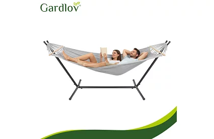 Zewnętrzna huśtawka ogrodowa 200 × 150 cm + stalowy stojak do 250 kg