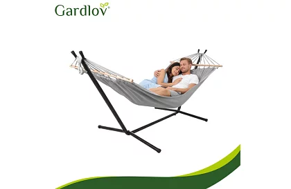 Zewnętrzna huśtawka ogrodowa 200 × 150 cm + stalowy stojak do 250 kg