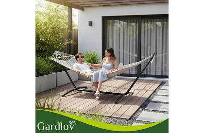 Zewnętrzna huśtawka ogrodowa 200 × 150 cm + stalowy stojak do 250 kg