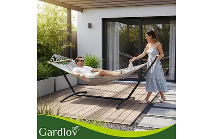 Zewnętrzna huśtawka ogrodowa 200 × 150 cm + stalowy stojak do 250 kg