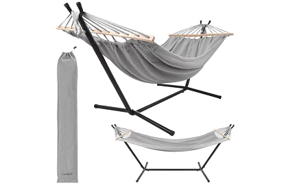 Zewnętrzna huśtawka ogrodowa 200 × 150 cm + stalowy stojak do 250 kg