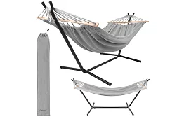 Zewnętrzna huśtawka ogrodowa 200 × 150 cm + stalowy stojak do 250 kg