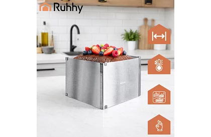 Ustawialna prostokątna forma do ciasta 20–38 × 24–45 cm, wysokość 15 cm