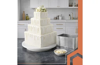 Ustawialna prostokątna forma do ciasta 20–38 × 24–45 cm, wysokość 15 cm