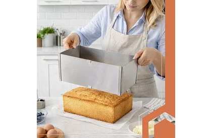 Ustawialna prostokątna forma do ciasta 20–38 × 24–45 cm, wysokość 15 cm