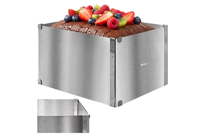 Ustawialna prostokątna forma do ciasta 20–38 × 24–45 cm, wysokość 15 cm