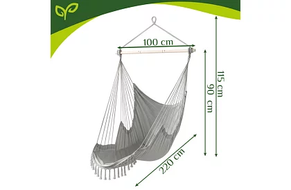 Zawieszone krzesło ogrodowe BOHO 2 w 1 - szare