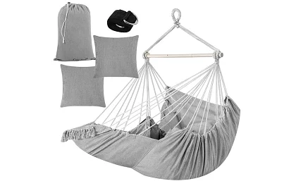 Zawieszone krzesło ogrodowe BOHO 2 w 1 - szare