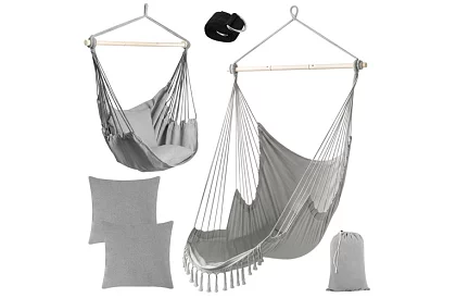 Zawieszone krzesło ogrodowe BOHO 2 w 1 - szare