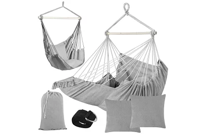 Zawieszone krzesło ogrodowe BOHO 2 w 1 - szare