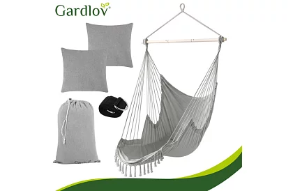 Zawieszone krzesło ogrodowe BOHO 2 w 1 - szare