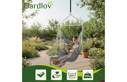 Zawieszone krzesło ogrodowe BOHO 2 w 1 - szare