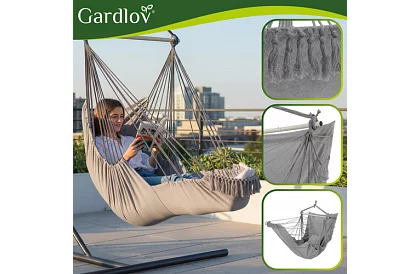 Zawieszone krzesło ogrodowe BOHO 2 w 1 - szare