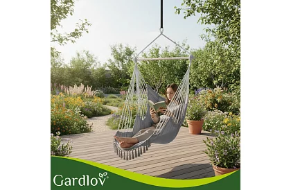 Zawieszone krzesło ogrodowe BOHO 2 w 1 - szare