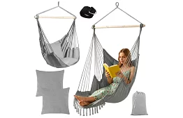 Zawieszone krzesło ogrodowe BOHO 2 w 1 - szare