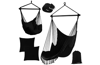 Zewnętrzny fotel wiszący BOHO 2 w 1 - czarny