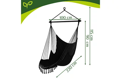 Zewnętrzny fotel wiszący BOHO 2 w 1 - czarny