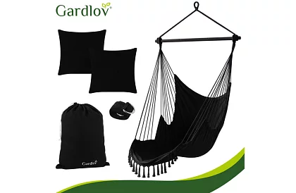 Zewnętrzny fotel wiszący BOHO 2 w 1 - czarny