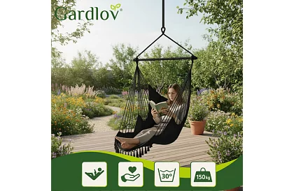 Zewnętrzny fotel wiszący BOHO 2 w 1 - czarny