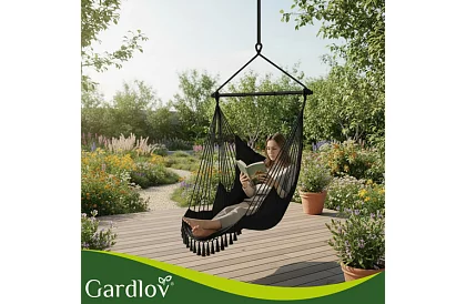 Zewnętrzny fotel wiszący BOHO 2 w 1 - czarny