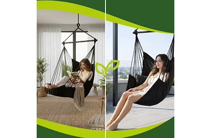 Zewnętrzny fotel wiszący BOHO 2 w 1 - czarny