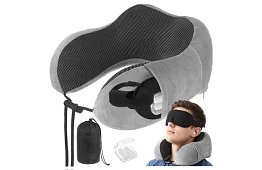 Podróżna poduszka na szyję, do samolotu, samochodu + akcesoria