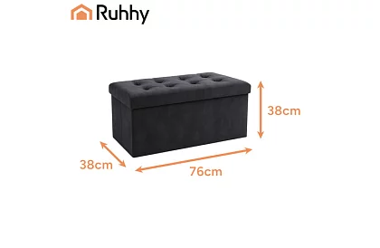 Sametowa składana pufa do przechowywania 76 × 38 × 38 cm – szara