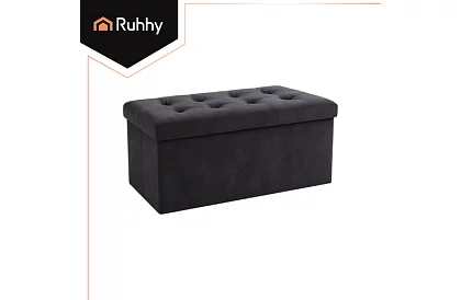 Sametowa składana pufa do przechowywania 76 × 38 × 38 cm – szara