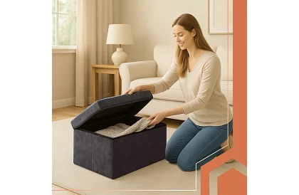 Sametowa składana pufa do przechowywania 76 × 38 × 38 cm – szara